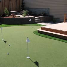 A backyard mini-golf course.